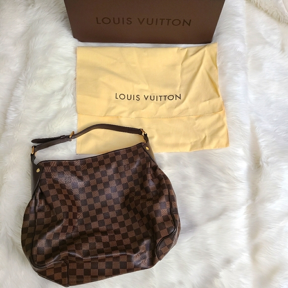 LOUIS VUITTON Reggia Damier Ebene Shoulder Bag Brown